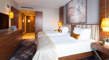 Фото номера Двухместный номер с 2 отдельными кроватями Отель DoubleTree by Hilton Krakow Hotel &amp; Convention Center г. Краков 2